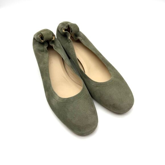 Everlane The Italian Leather Day Heel Suede Olive Green 6 - Picture 2 of 13